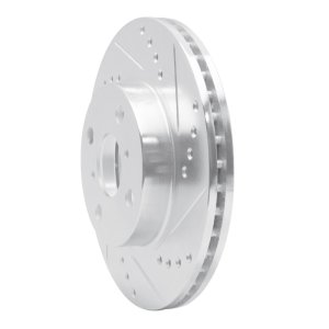 Toyota Prius Brake Rotor (1) - Front Right - R1 Concepts - Drilled & Slotted - Silver - `01-`03